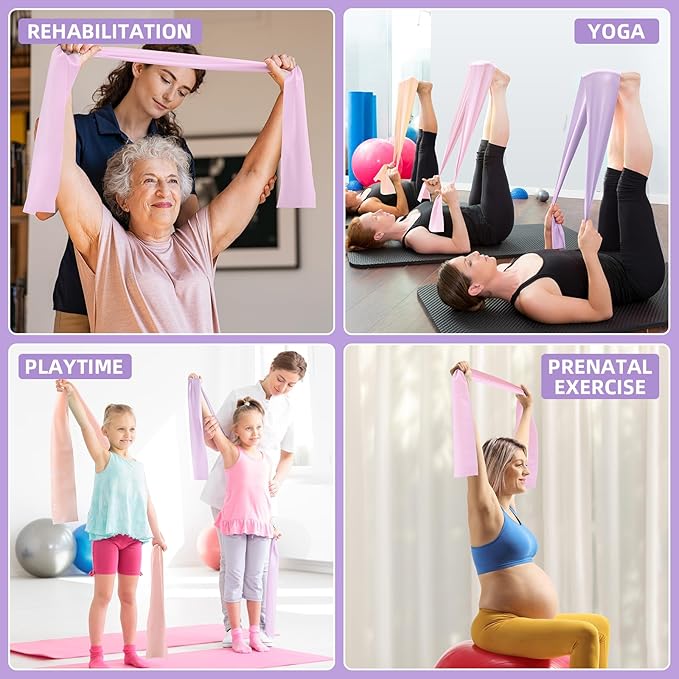 Resistance Bands for Working Out, Exercise Bands, Resistance Band for Physical Therapy, Stretch Bands for Pilates, Rehab, Stretch, Strength Training and Yoga Starter Set