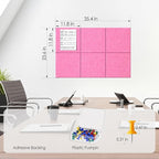 MaxGear Large Cork Board for Wall 36" x 24", Pink Bulletin Board, 6 Pack Felt Wall Tiles with Pushpins, Cork Boards for Office Pin Board Tack Board Cork Boards