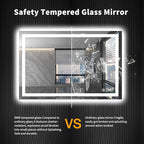 LOAAO 48X32 LED Bathroom Mirror with Lights, Anti-Fog, Dimmable, Backlit + Front Lit, Lighted Bathroom Vanity Mirror for Wall, Memory Function, Tempered Glass (Safe to Use)