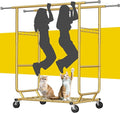 Raybee Clothes Rack Load 630LBS, Heavy Duty Clothes Rack, Rolling Clothing Racks for Hanging Clothes with Wheels, Adjustable & Commercial Garment Rack, 22" D x 75" W x 68" H, Gold