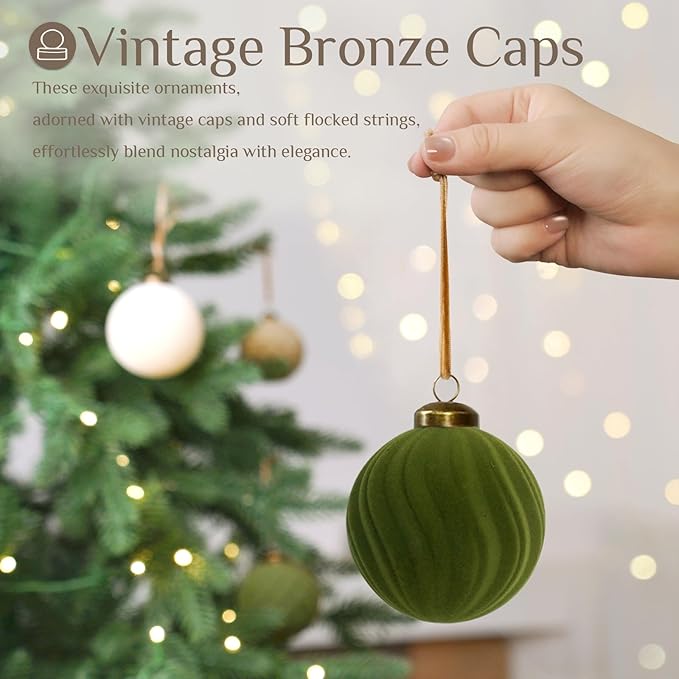 XmasExp 36PCS Velvet Christmas Ornaments Set Mixed Flocked Balls Ornaments Shatterproof Christmas Tree Decorations for Holiday,Party,Home（Mixed）
