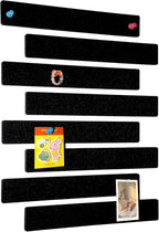 Cork Board for Walls - 8 Pack Felt Pin Board Bar Strips - Self-Adhesive Lightweight Bulletin Board - Cork Board for Office with 40 Push Pins No Damage for Wall (Black)