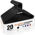 HOUSE DAY Plastic Hangers 20 Pack, Space Saving Clothes Hangers with Built-in Hooks, Durable & Strong Closet Organizers and Storage, Dorm Room Essential, Perfect for Shirts, Coat, Pants, Dress - Black