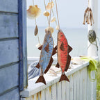 Antique Wood Fish Decor Decorative Wooden Hanging Fish Nautical Indoor Outdoor Decorations Wall Art Ornament (Set of 2)
