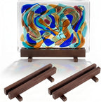 AceOrbit 2 Pcs Display Stand Tile Display Stand for Art Panels Picture Photos Plaques and Warm Glass Art Creations Collectibles Ceramic Tiles Office Trade Show Office, or Gallery(Walnutcolor,Wooden)