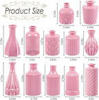 Baby Pink Glass Bud Vases Set of 12, Mini Flower Vase for Centerpieces, Small Vases in Bulk for Wedding Decoration, Vintage Vase for Baby Shower Centerpieces, Home Décor