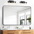 BONEWEI 55x36 inch Bathroom Mirror,Black Rectangle Mirror,Wall Mounted Bathroom Frame Vanity Mirror with Round Corner for Bedroom Living Room, Entryway Hangs Horizontal or Vertical