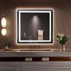LOAAO 28"x30" LED Bathroom Mirror with Lights, Anti-Fog, Dimmable, Backlit + Front Lit, Lighted Bathroom Vanity Mirror for Wall, Memory Function