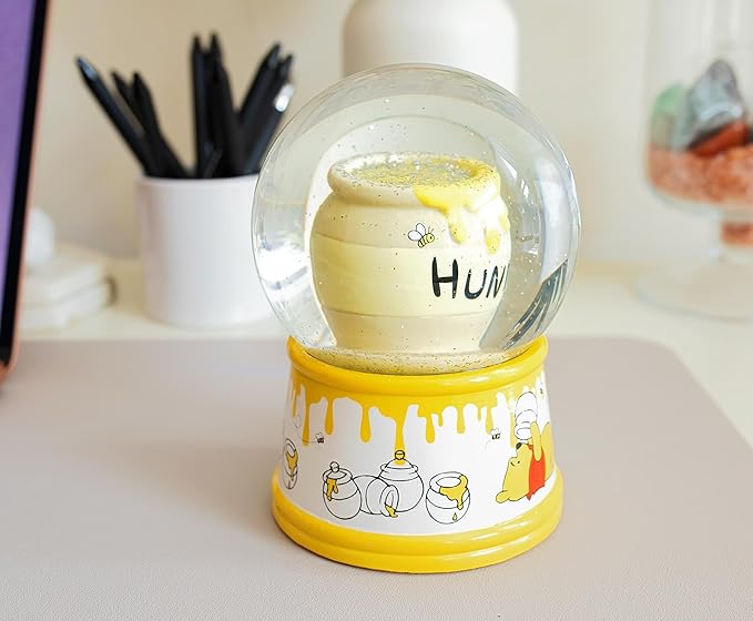 Disney Winnie The Pooh Hunny Pot Light-Up Adult Snow Globe with Swirling Glitter Display Piece | 6 Inches Tall