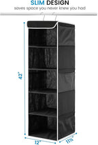 ZOBER Hanging Closet Organizer, 5-Shelf - Hanging Storage Organizer Shelves for Clothes, Towels, Toys - College Dorm Room, Nursery, & Home Closet