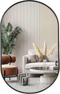 Black Oval Mirror, 17"x30" Oval Bathroom Mirror, Vanity Mirror with Brushed Metal Frame, Wall Mount Mirrors Decor for Bathroom, Bedroom, Entryway, Living Room(Hangs Horizontally or Vertically)