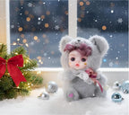 8 Inch Hand-Painted Porcelain Face Doll with Plush ＆ Acrylic Cotton Body, Mini Kawaii High-Color Makeup Ceramic Doll for Room Decor, Birthday Gifts, Collectible ，Name Kira (Grey)