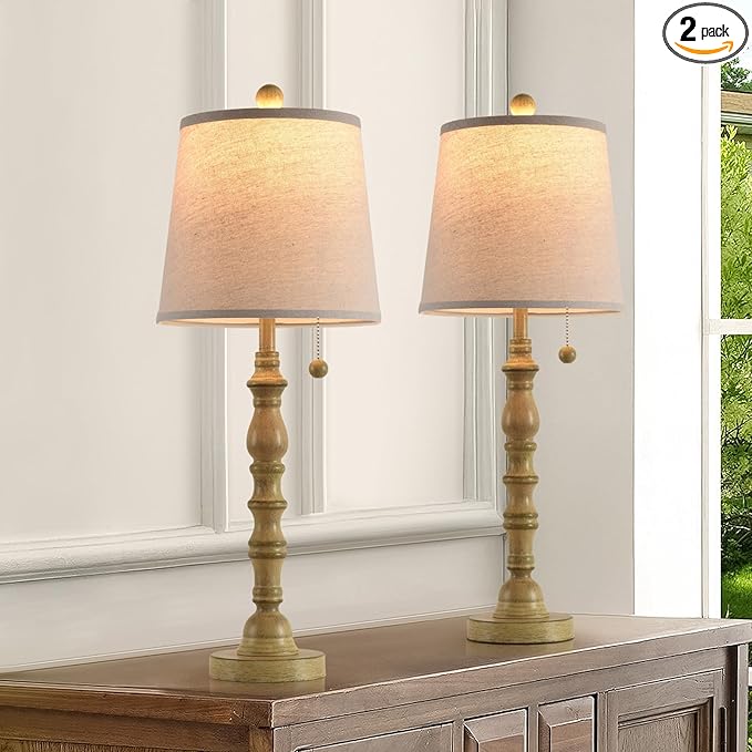 Terpsichore Lamps Set of 2 Modern Farmhouse Table Lamp Bedside Reading Lamps Living Room End Tables Set Lamps for Night Stands Bedroom Night Lamp,High 26.25 Inch, (Sepia, High 26.25 inches)