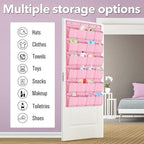 homyfort Pink Shoe Organizer Over the Door for Girls Women Kids Room,Hanging Shoe Rack Organizer for Closet Door,Zapateras Storage Holder with 24 Large Pockets & 4 Sturdy Hooks for Shoes,Slippers