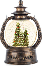 Christmas Tree Snow Globe Lantern-Glittering Light Up Musical Snow Globe Christmas Decorations, 6H Timer, USB & Battery Operated, Christmas Trees Indoor Home Décor
