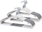 Coat Hangers 30 Pack, Plastic Clothes Hangers Non Slip with Rubber Grip, Heavy Duty Hanger with 360° Swivel Metal Hook, Ultra Thin Hangers Space Saving for Closet Organizer, White and Dark Gray