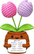 Wavwavw Christian Gift for Women Positive Handmade Crochet Tulips Doll with Bible Verse Prayer Card Inspirational Scripture Religious Crochet for Christmas Sunday Group Church