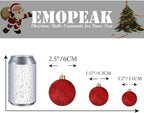 Emopeak 24Pcs Christmas Balls Ornaments for Xmas Christmas Tree - 4 Style Shatterproof Christmas Tree Decorations Hanging Ball for Holiday Wedding Party Decoration (Red, 2.4"/6.2CM)
