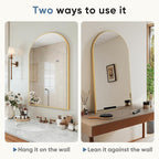 DUMOS Gold Metal Arch Vanity Rounded Rectangle Bathroom Mirrors for Over Sink Wall, 24x37 Inch Large Matte Mirror, Modern Decorative for Restroom, Farmhouse