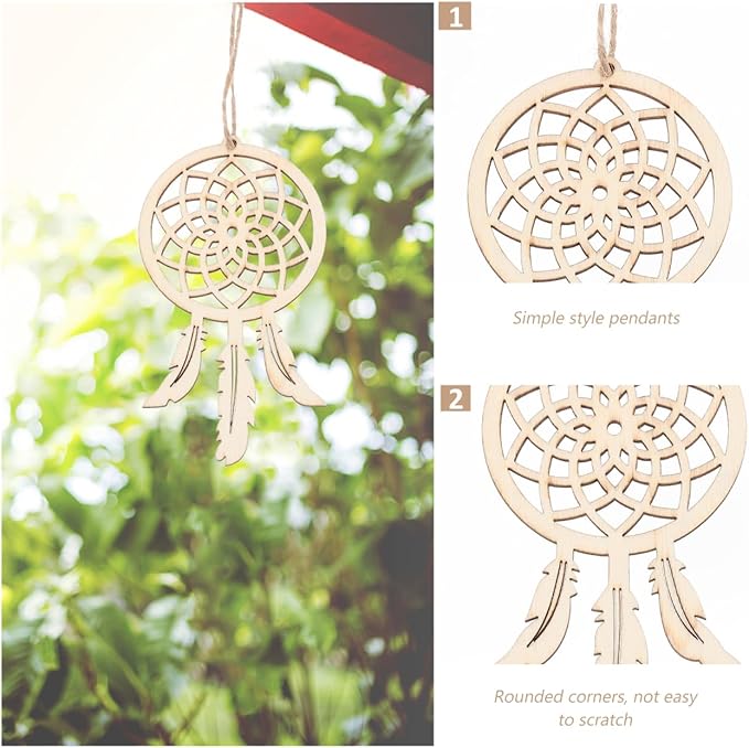 PRETYZOOM Wooden Dream Catcher Pendant 4.33 x 2.95 in with Tassel – Woven Boho Wall Hanging for Bedroom, Dorm & Living Room Decor, for Teens, Women & Gift Giving