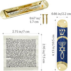 Mezuzah with Scroll for Door, Metal Mezuzah Case with Messianic Seal for Hebrew Home Blessing, Jewish Gifts, Jewish House Warming Decor, Christmas, Easter (Blue)
