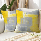 Yellow Abstract Art Artwork Pillow Cover, Gallery Modern Decorative Throw Pillows Cushion Cover for Bedroom Sofa Living Room 20 x 20 Inch Set of 2