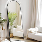 DUMOS 58"x19" Arched Full Length Mirror with Stand, Floor Standing Aluminum Frame, Shatter-Proof Nano Glass for Bedroom, Living Room, Cloakroom – Modern Simple Home Decor,Hanging or Leaning,Black