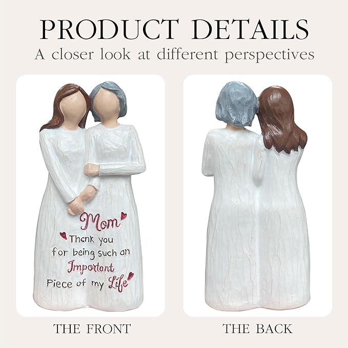 Mom Gift, Mom and Daughter Figurine, Gifts for Moms from Daughter for Mother Day, Anniversary, Birthday, Christmas, Sculpted Hand-Painted Statue