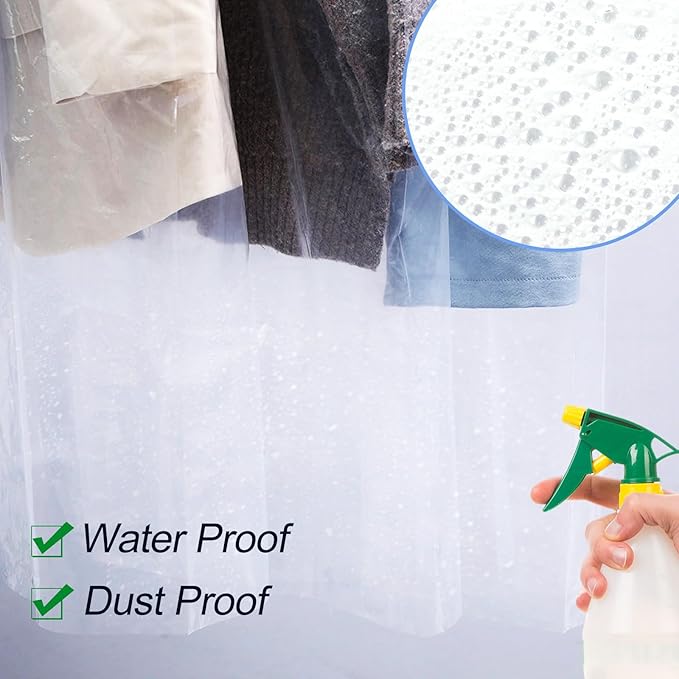 100 Pack Dry Cleaning Bags, 60x120 cm Clear Plastic Garment Bags for Dry Cleaner, Home Storage, Travel, Moving - Dust-proof