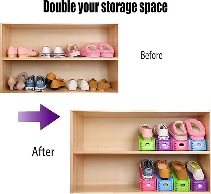 Shoe Slots Organizer 36 Pack, Adjustable Double Layer Stack Shoe Rack, Shoe Stackers for a Pair of Shoes,50% Space-Saving Storage Shoe Rack Holder for Closet Organization,Black