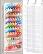 20-30 Pairs Over the Door Shoe Organizer, Transparent PVC Hanging Shoe Rack for Closet, 10-Tier Door Shoes Storage, Crystal-Clear Visibility Fit All the Family's Sneakers, Boots, Heels, White Frame