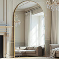 Prywot Full Length Mirror, Oversized 78"x38" Arched-Top Floor Mirror, Free Standing Mirrors, Modern Full Body Mirrors with Aluminum Alloy Frame for Bedroom,Living Room, Gold