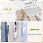 MISSLO 10" Gusseted Garment Bags for Hanging Clothes 50" Long Dress Bags for Closet Storage Dress Cover for Suits, Coats, 3 Packs, Grey