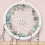 Pretty Jolly Crystal Stone Small Dream Catchers Mint Green Feathers Mini Dreamcatchers with Beads for Cars Rear View Mirror Hanging Decoration Good Luck Travel Charm Bedroom Ornaments for Women Girls