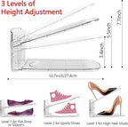 Yes!Fresh Shoe Slots Organizer, Boutique Display Style Shoe Stacker for A Pair of Shoes, Separable Shoe Rack for Closet Organization, 3 Adjustable Narrow Shoe Rack (Clear, 4 Pack)