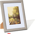 KTKDE 5x7 Picture Frames Gray Photo Frames with Real Glass for Picture 4x6 photo with Mat or 5x7 photo without Mat, Composite Wood Picture Frames for Table Top and Wall Mounting
