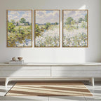 BINCUE Framed Wildflower Wall Art Rustic Floral Wall Decor Vintage Landscape Artwork Nature Flowers Wall Pictures Wildflowers Art Prints Florals Paintings for Living Room Bedroom Bathroom Farmhouse 16x24 Inches Set of 3 Gift