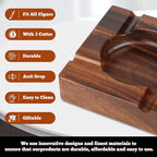 Premium Extra Large Wooden Cigar Ash Tray with 3 Cigar Cutter set, Cigarette Ashtray for Smokers Outside Patio Home Office Bar Use