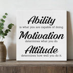 Inspirational Office Wall Decor, Motivational Plaques with Positive Sayings Canvas Painting Wall Art for Home Office Bathroom Decoration, Ability Sign Framed Posters Art Work Gift, 8 x 8 Inches