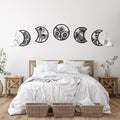 Jetec 5 Pcs Moon Phase Wall Art Decor Wall Pediments Hanging Wooden Phase Spiritual Bedroom Nordic Boho Lunar Aesthetic Art for Living Room Dorm Apartment Ornament (Black)