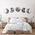 Jetec 5 Pcs Moon Phase Wall Art Decor Wall Pediments Hanging Wooden Phase Spiritual Bedroom Nordic Boho Lunar Aesthetic Art for Living Room Dorm Apartment Ornament (Black)