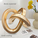 Modern Gold Geometric Sculpture Gold Knot Home Accent Decor,Multi-Angle Geometric Sculptures Statues for Living Room Bedroom Office Desk Bookshelf Coffee Table Home Decorations