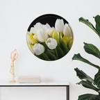 Wall Picture, with Different Flowers Printed Circular Iron Hanging Picture,Wall Art Decor,Home for Bedroom Living Room Bathroom Decor,Iron Painting 11.8X11.8 in