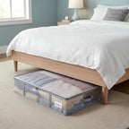 Fixwal 4pcs 90L Under Bed Storage Containers Bins Clear Closet Underbed Organizers and Storage for Blanket, Clothing, Sweaters, Pillows, Linen Sheets with Sturdy Handle and Zippers
