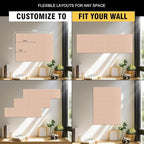 TSJOFFICE Large Cork Board for Wall - 48" x 36" Bulletin Board with 50 Pushpins for Office Decor, Pin Board 12 Pack Felt Wall Tiles with Safe Removable Adhesive Tabs, Corkboard for Home - Cinnamon