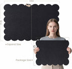 Lightomorrow Scalloped Bulletin Board, 24 x 18 Inches Felt Pin Board - Decorative Cork Alternative for Wall, Foldable Picture Self-Adhesive Vision Prayer Board with 20 Pushpins - Black