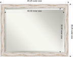 Amanti Art White Wall Mirror 35x45 Alexandria White Wash Rectangle Bathroom Mirror for Wall Decor Living Room, X-Large Cottage Wood Frame, Hangs Horizonally and Vertically, Bathroom Decor, Beveled
