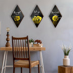3 Pcs Yellow Rose Bathroom Wall Decor Flower Yellow Decor Inspirational Wooden Wall Art Office Wall Decor with Accept Let Go Have Faith Sign for Girl Women Bathroom Living Room Bedroom(yellow 12 x 7")