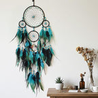 Blue and Black Dream Catcher with Crystal Tree of Life Large Dream Catchers Wall Decor Handmade Feather Dreamcatcher Wall Hanging Ornament for Bedroom Living Room Home Decor