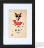 11x17 Picture Frame Black Matted to 9x15, 11"x17" Poster Frame Photo Frame for Wall Mounted, 11 by 17 Wooden Frame Wall Gallery Frame for Home Decor Gifts